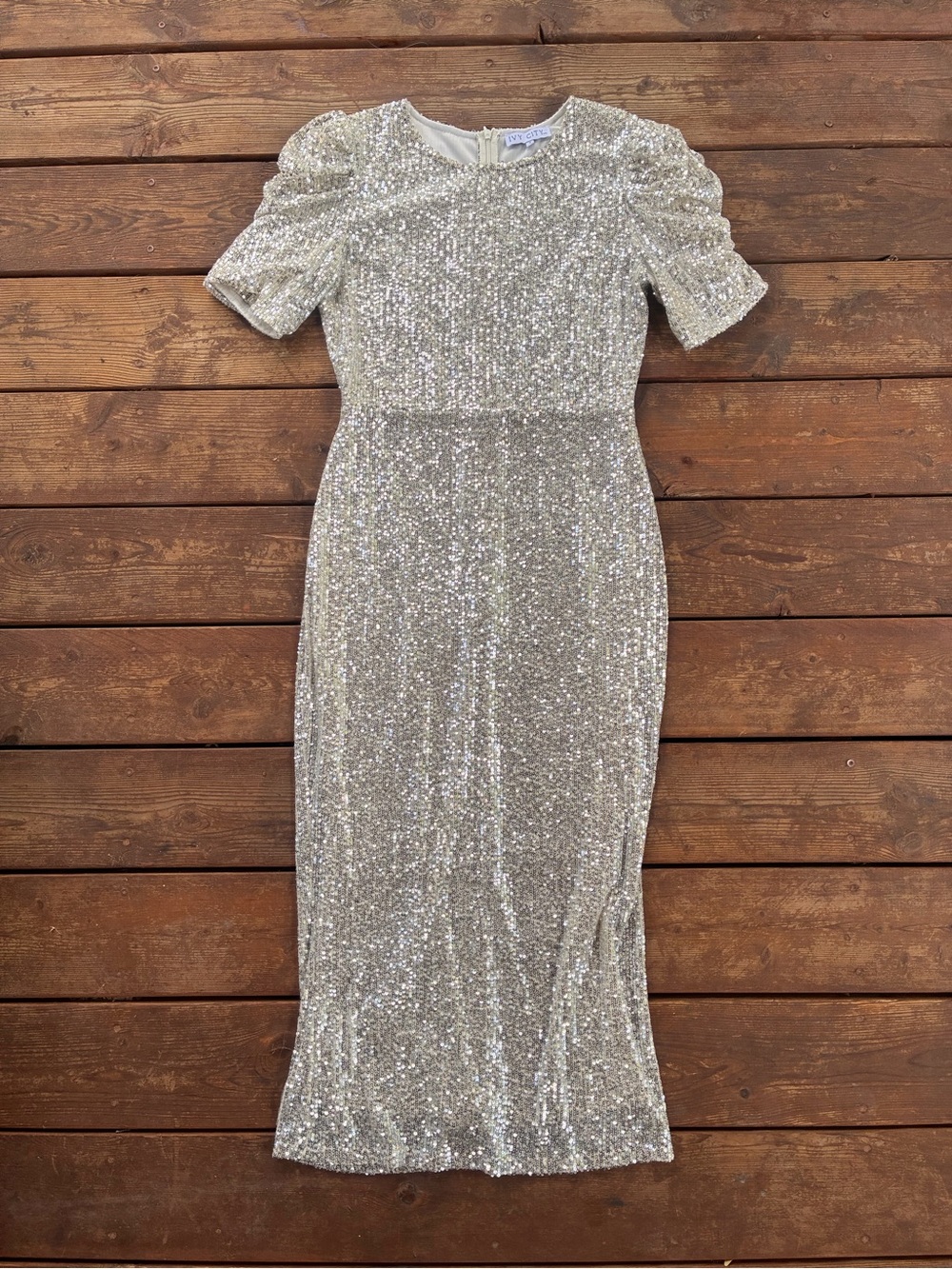 Ivy City Silver Sequin Long Dress